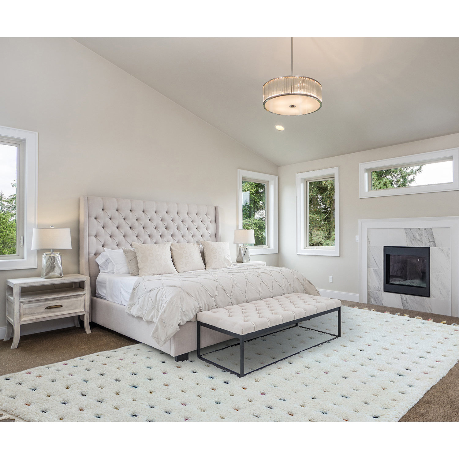 Bedroom with fireplace