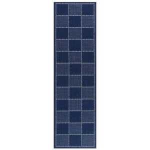 Check Flatweave Blue Runner