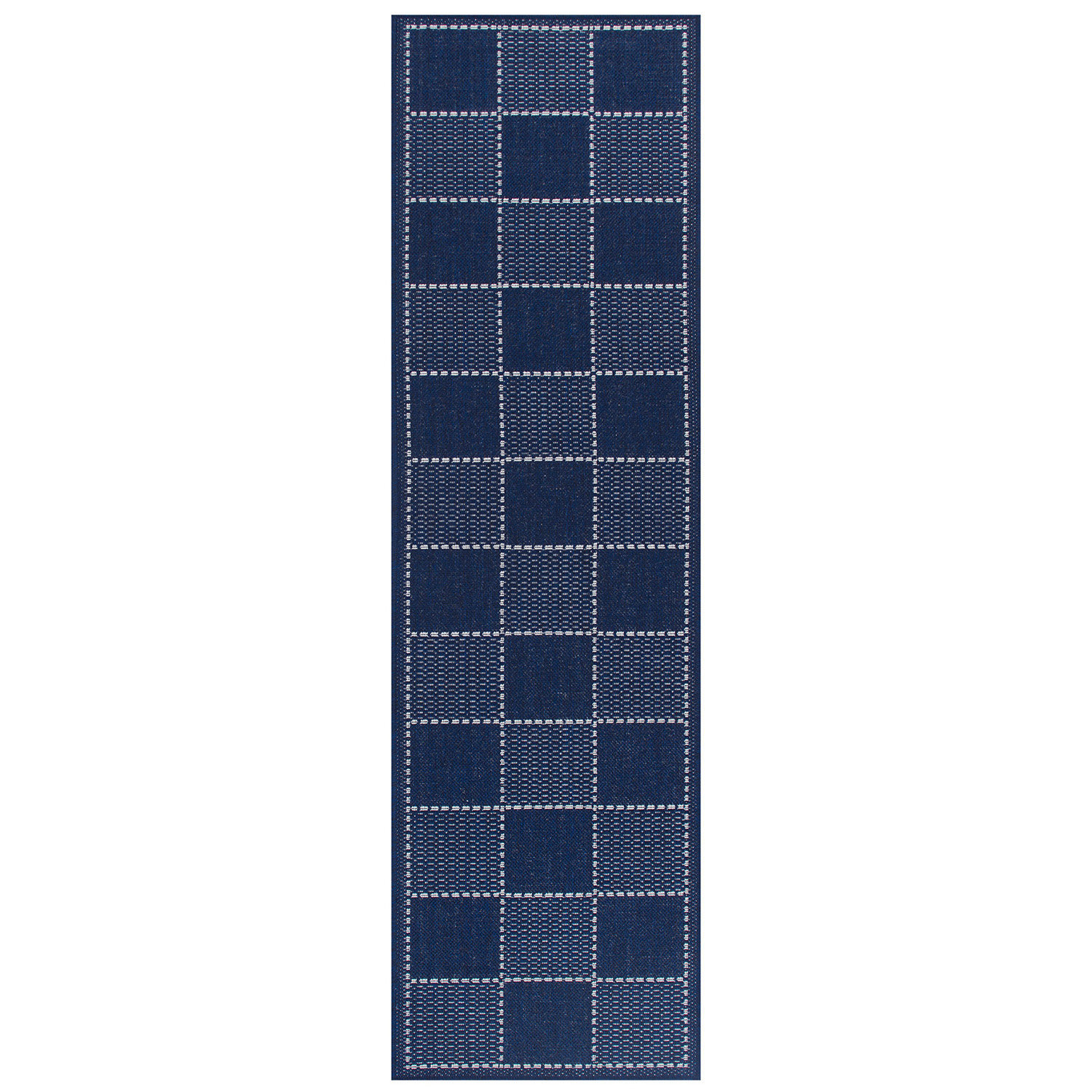 Check Flatweave Blue Runner