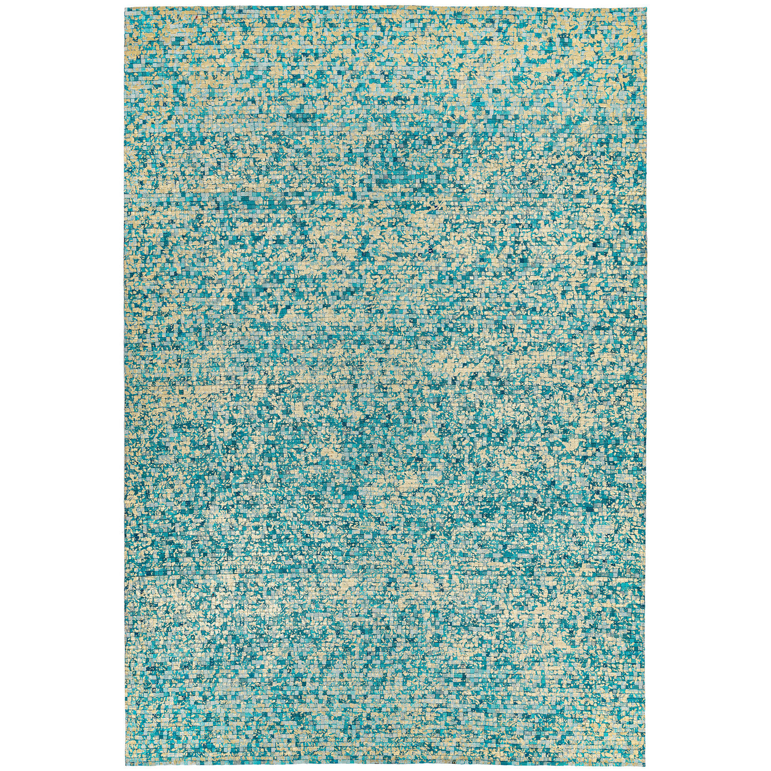 Elona Mosaic Cowhide Aqua Rug