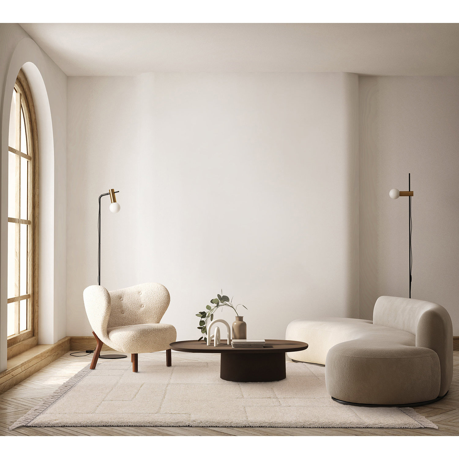 mock up poster frame in modern interior background, living room,