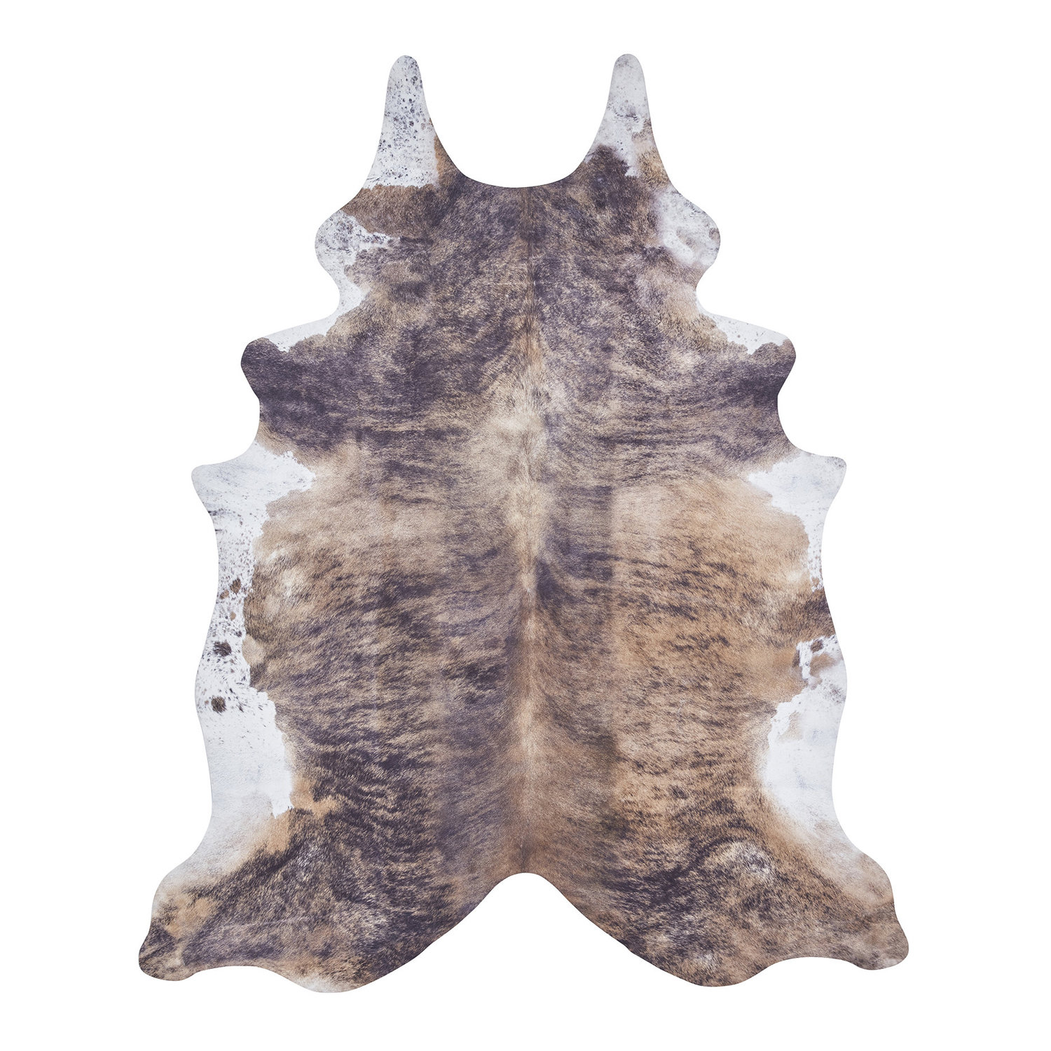 Faux Cow Print Brown White Rug