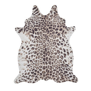 Faux Leopard Print Brown Beige Rug