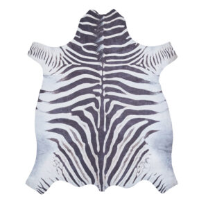 Faux Zebra Print Black White Rug