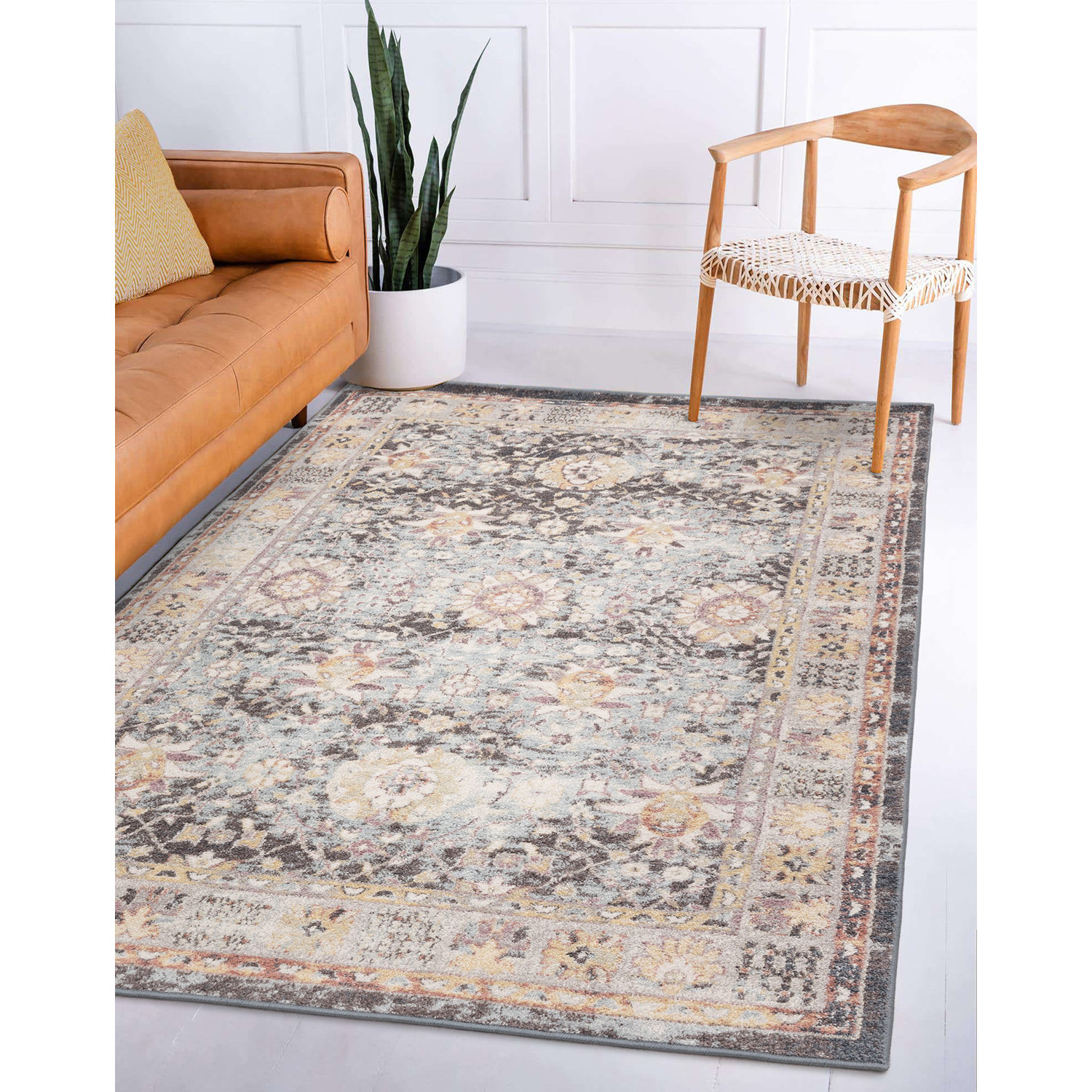 Modern geometry living area floor rug texture design.