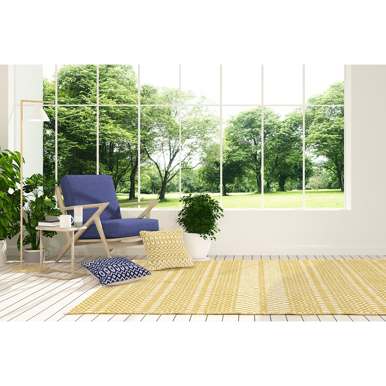 The interior minimal hotel relax space 3d rendering and nature v