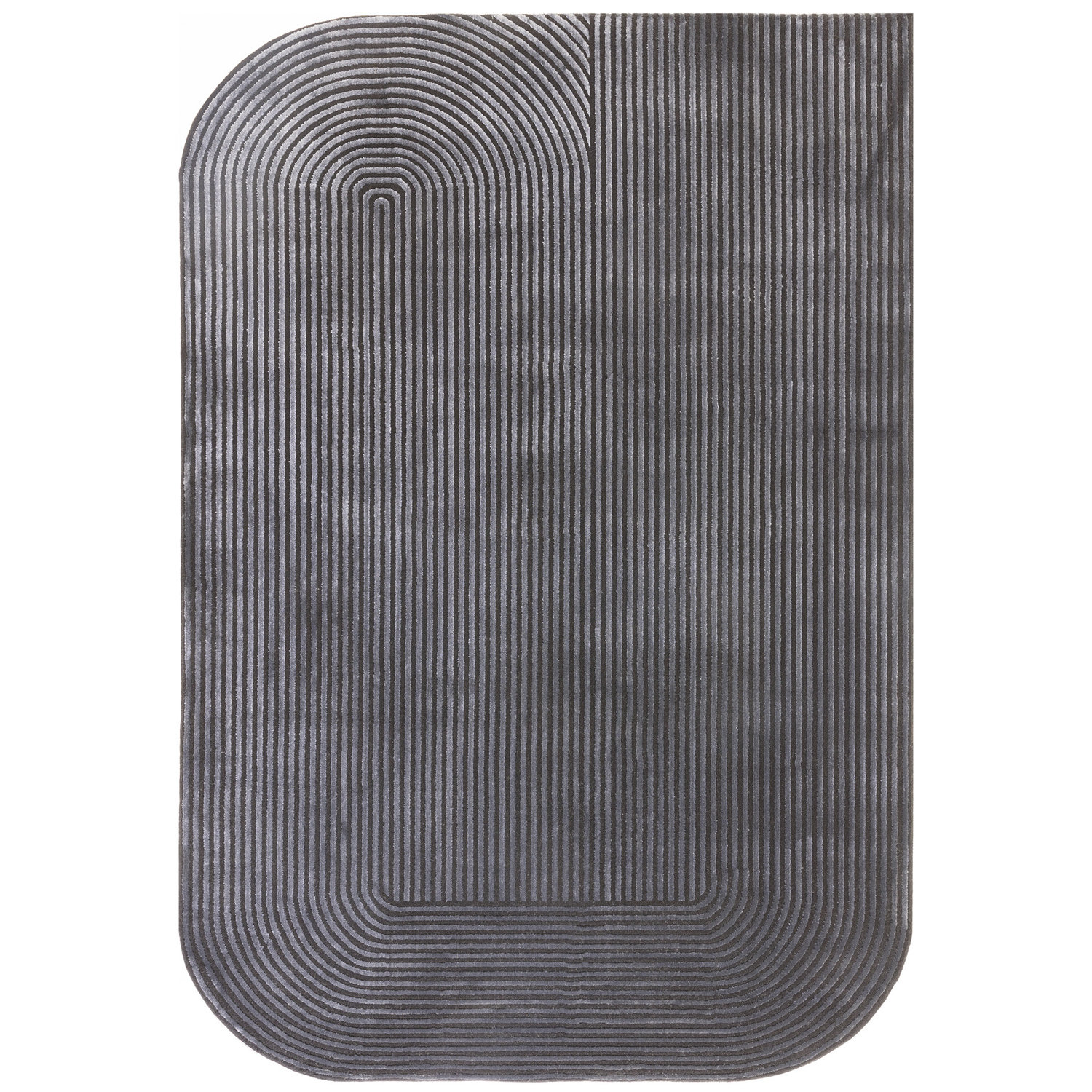 Kuza KU26 Shape Black Charcoal Rug