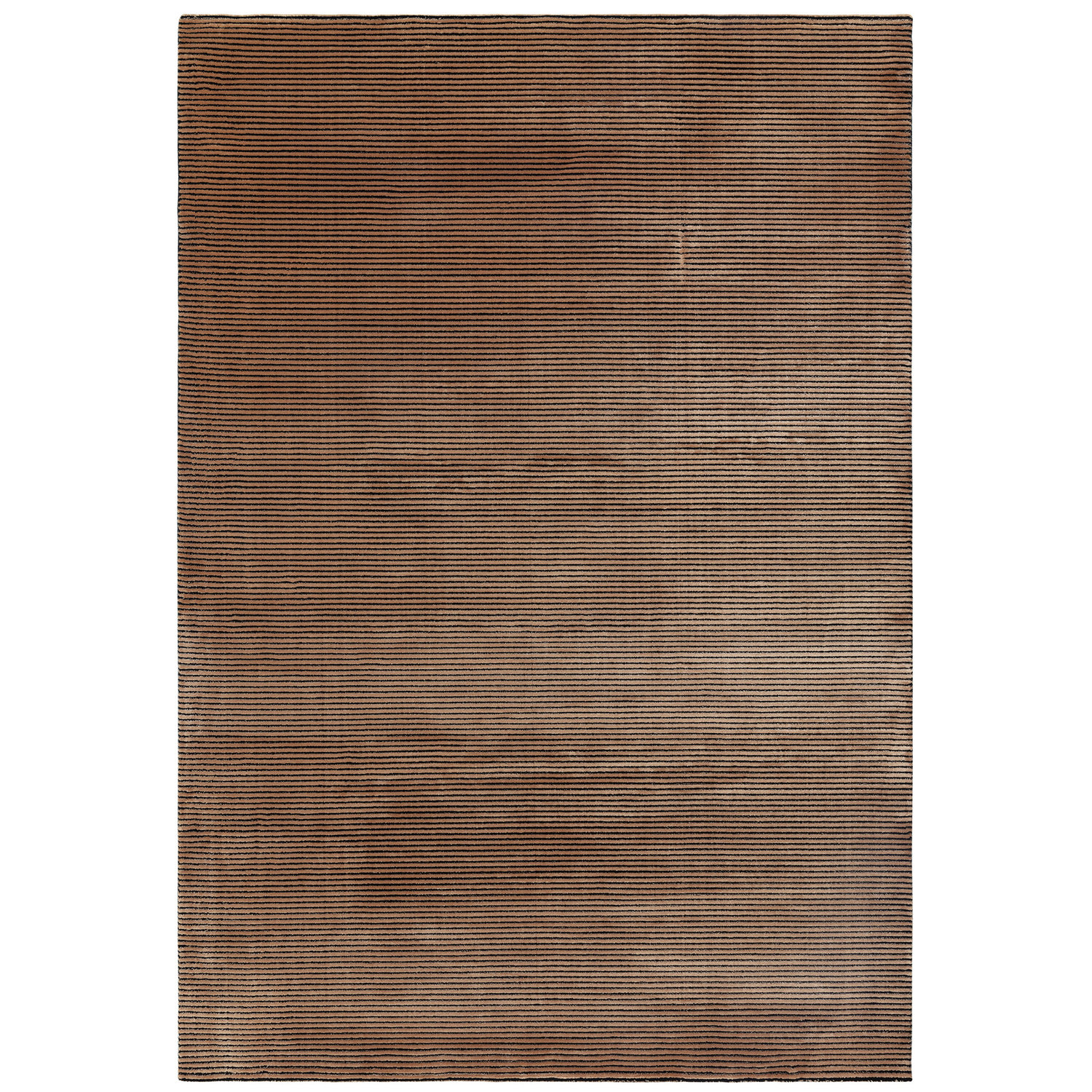 Kuza Plain Stripe Terracotta Rug