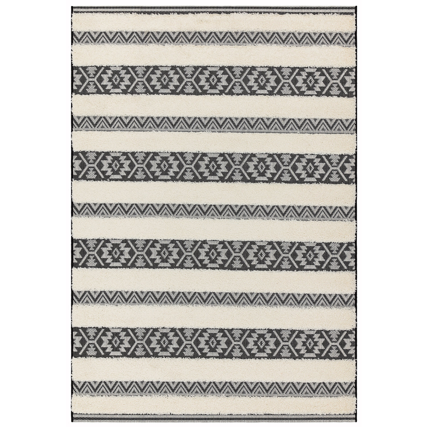 Monty MN03 Black Cream Stripe Rug