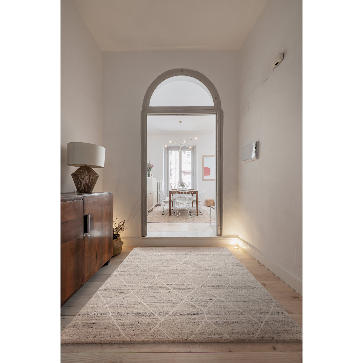 Entrance hall of a house with neo vintage decoration with large