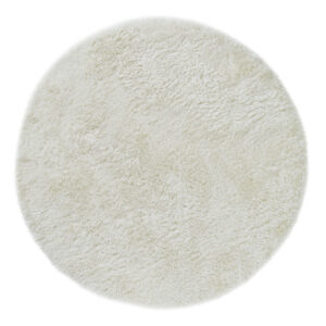 Plush White Circle Rug