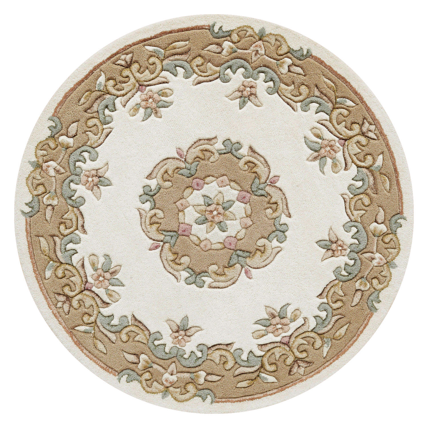 Royal Cream Beige Circle Rug