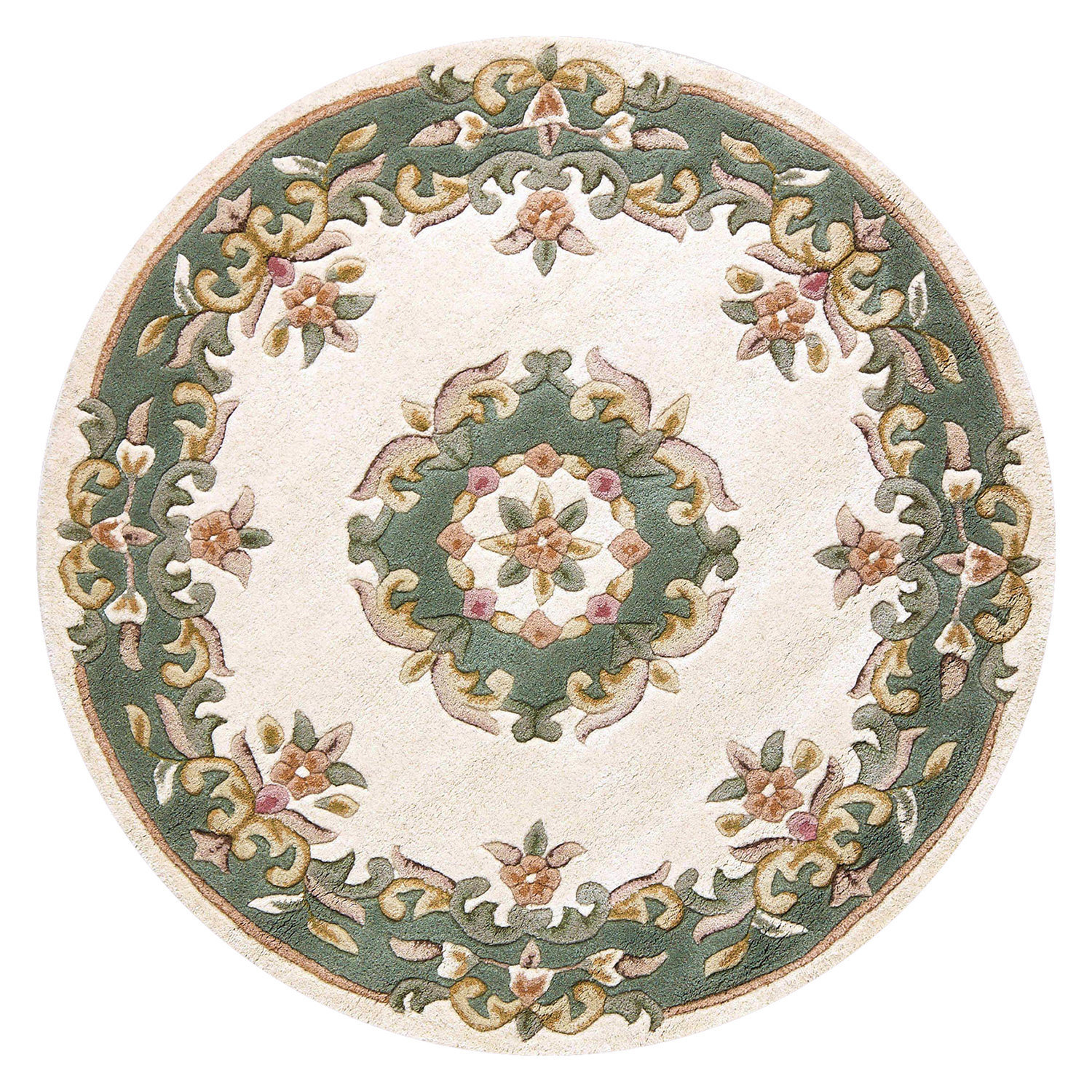 Royal Cream Green Circle Rug