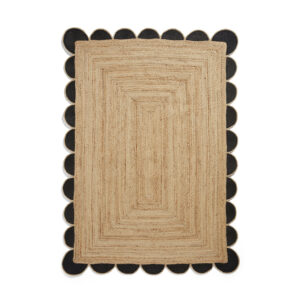Savannah Scallop Jute Black Rug