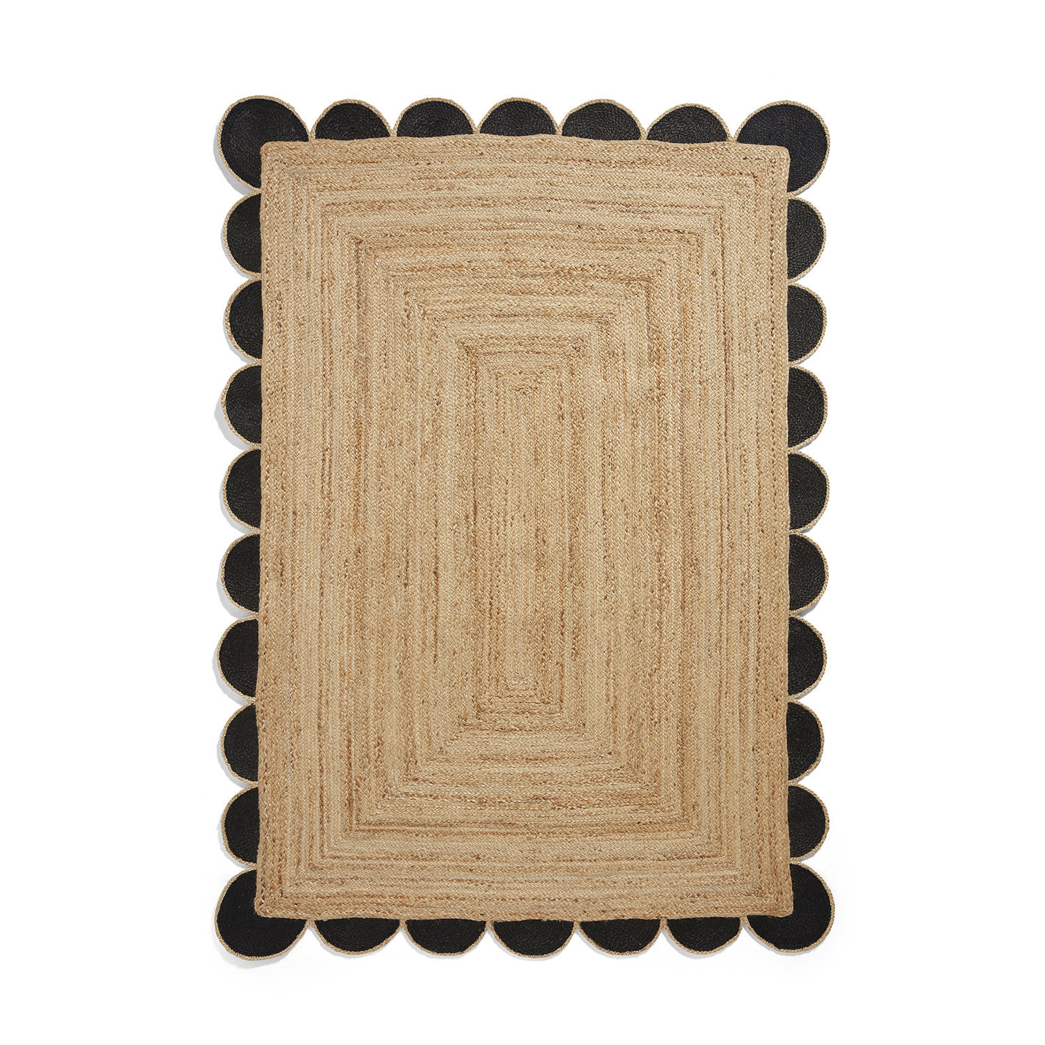 Savannah Scallop Jute Black Rug