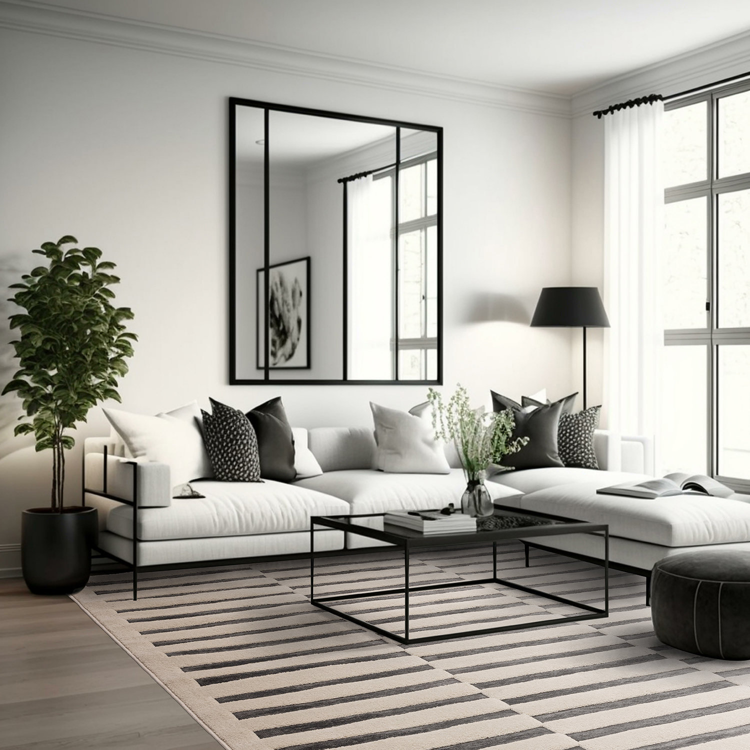 Corner, Modern, minimalist, neutral, palette of white, gray, and