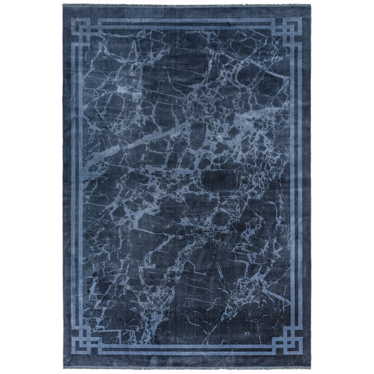 Zehraya ZE02 Ink Blue Border Rug