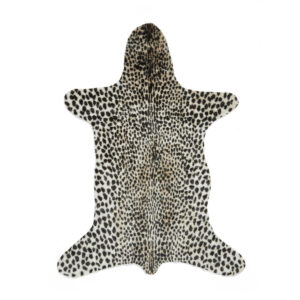 Faux Fur Cheetah Print Brown White Sheepskin