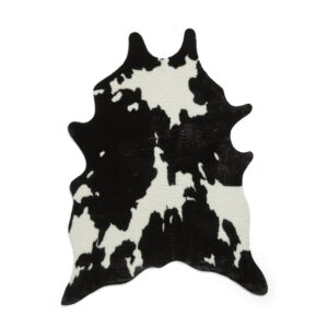Faux Fur Cow Print Black White Sheepskin