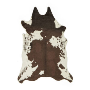 Faux Fur Cow Print Brown White Sheepskin
