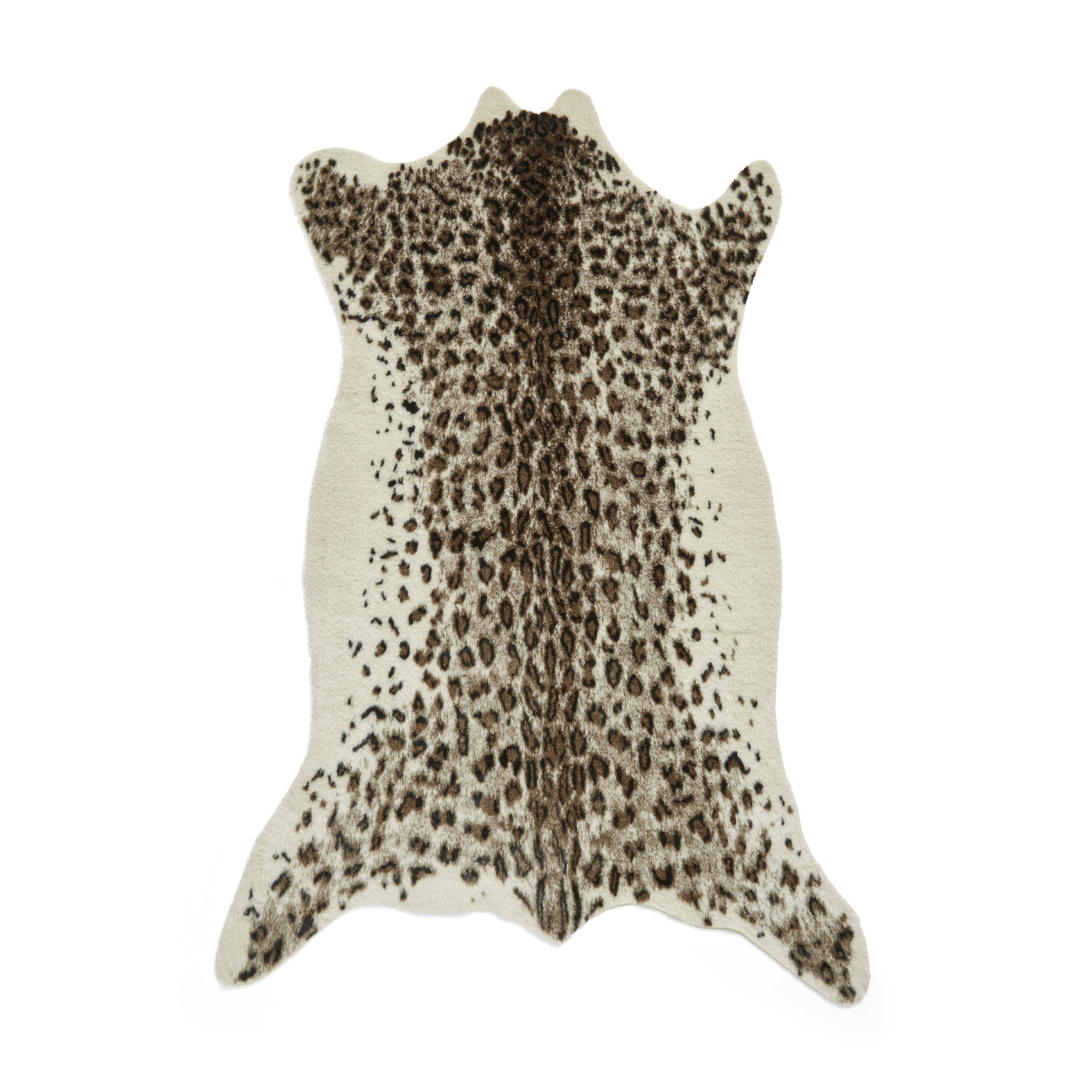Faux Fur Leopard Print Brown White Sheepskin