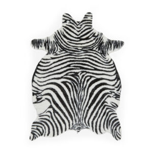 Faux Fur Zebra Print Black White Sheepskin