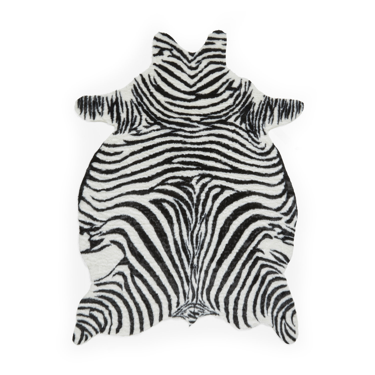 Faux Fur Zebra Print Black White Sheepskin