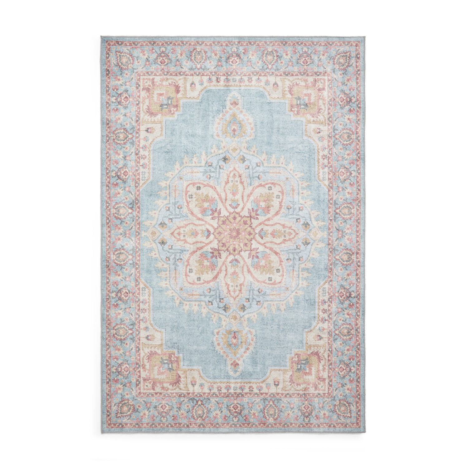 Zahra Washable S0063 Blue Beige Rug