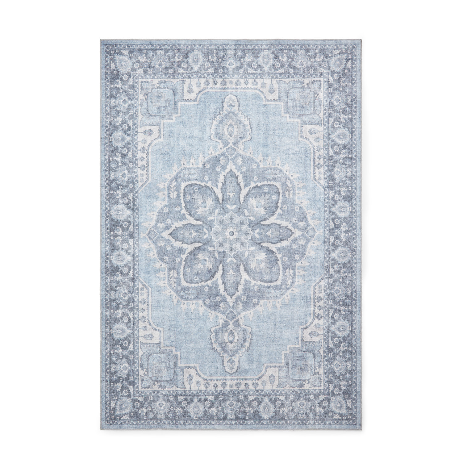 Zahra Washable S0063 Blue Rug