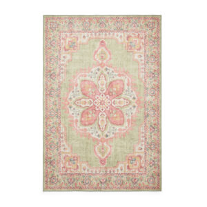 Zahra Washable S0063 Green Pink Rug