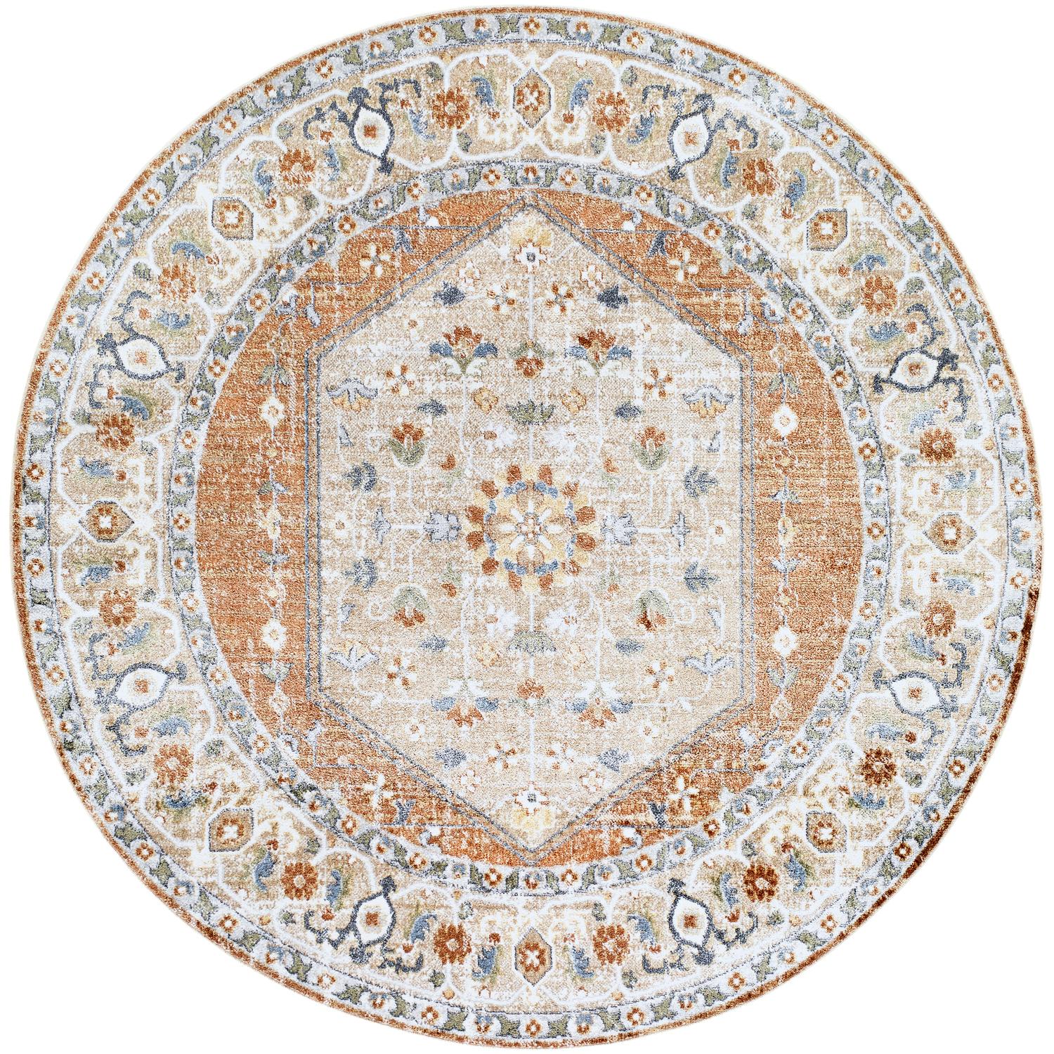 Lillian LLL2306 Burnt Orange Circle Rug