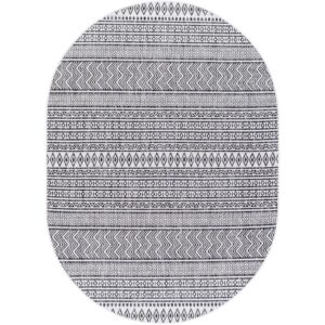 Eagean EAG2345 Ivory Black Oval Rug