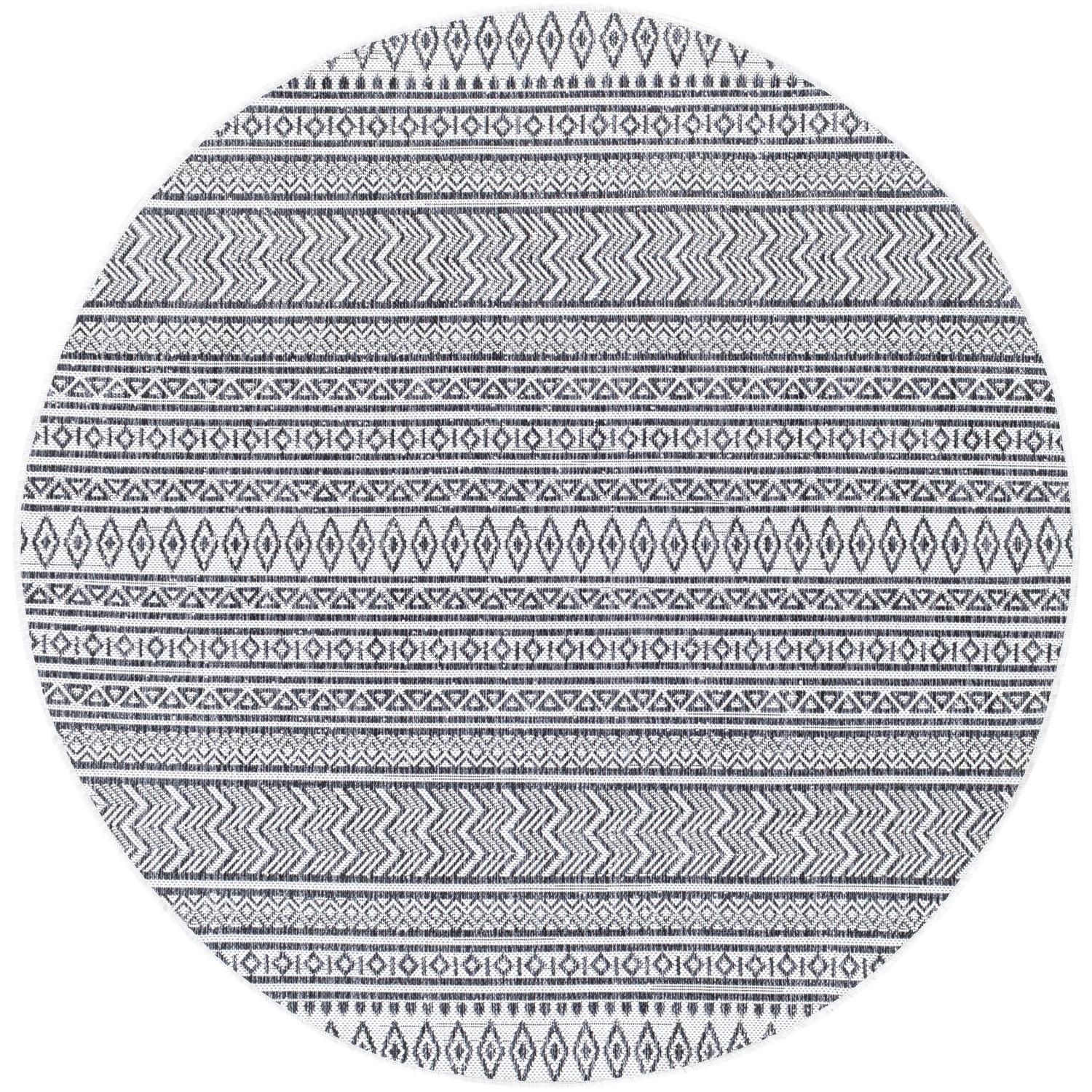 Eagean EAG2345 Ivory Black Circle Rug