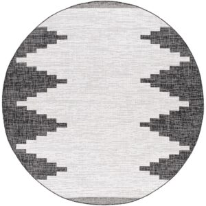 Eagean EAG2356 Ivory Black Circle Rug