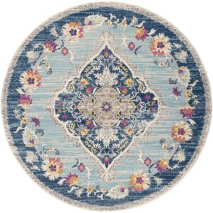Floransa FSA2300 Blue Circle Rug