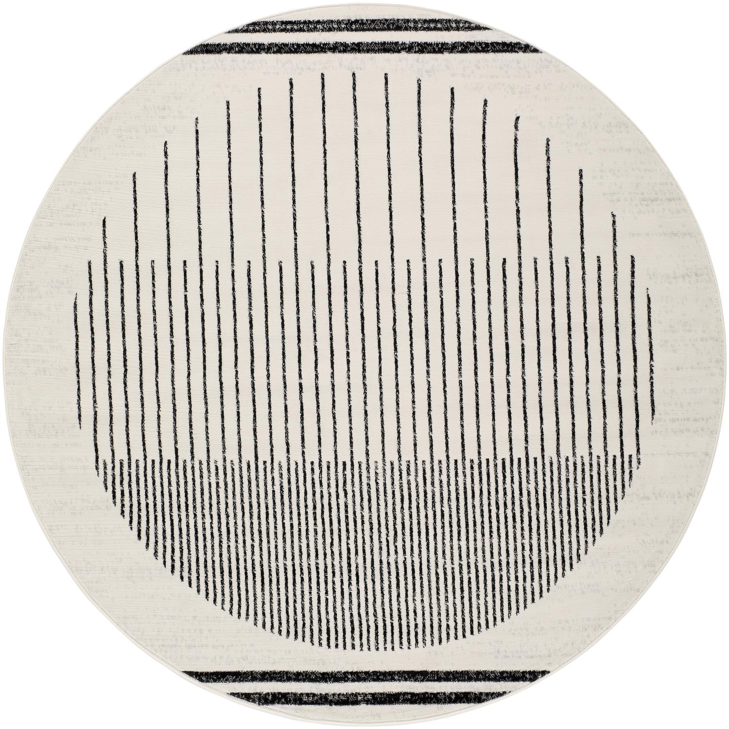 Pisa PSS2315 Cream Black Circle Rug