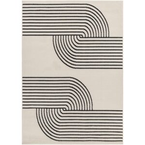 Pisa PSS2355 Cream Black Rug