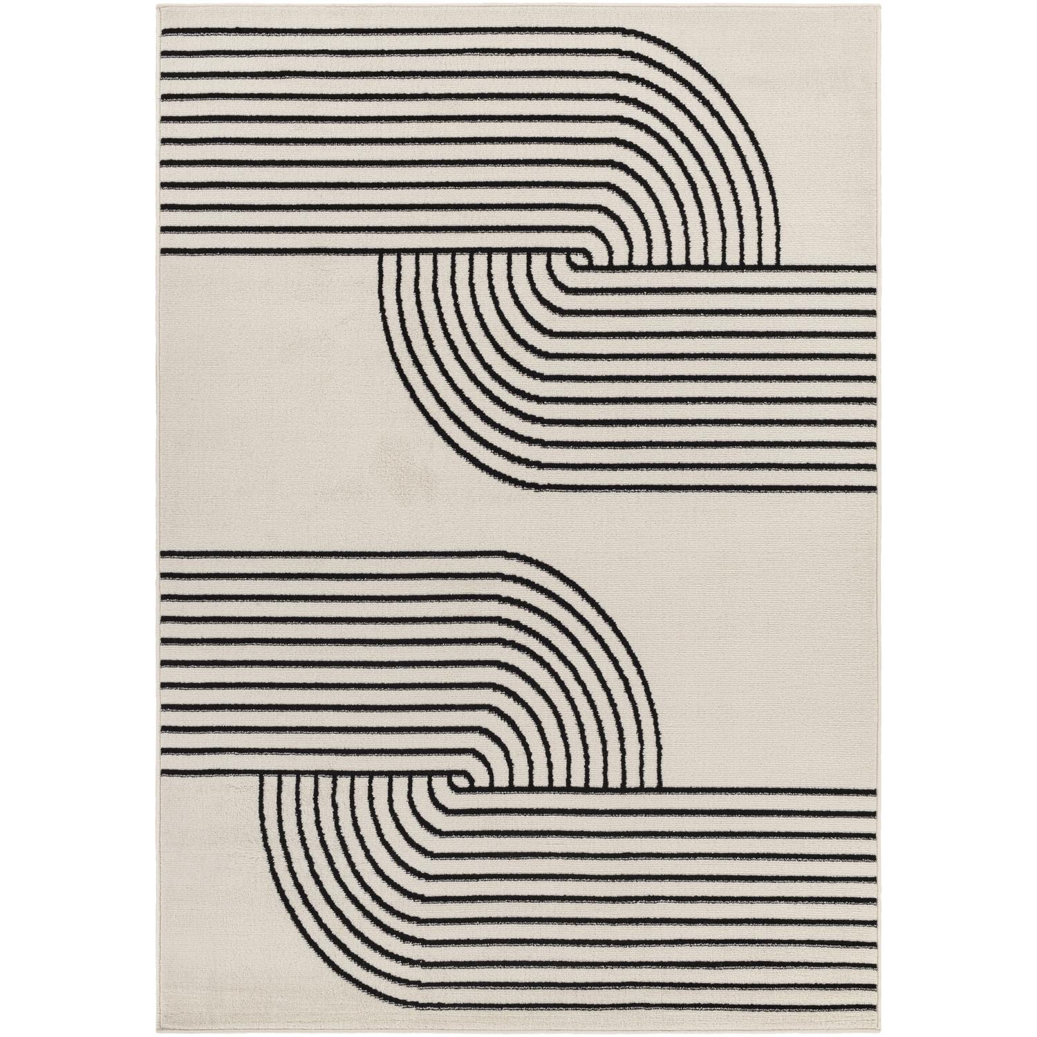 Pisa PSS2355 Cream Black Rug