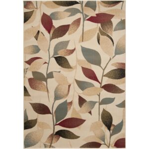 Riley RLY5010 Beige Red Floral Rug