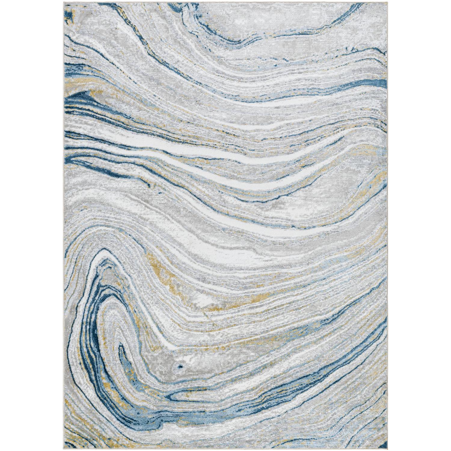 San Francisco SFO2303 Marble Teal Beige Rug
