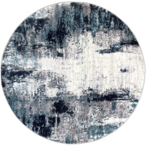 Wanderlust WNL2309 Marble Aqua Navy Circle Rug