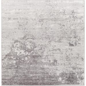 Wanderlust WNL2310 Marble Silver Grey Square Rug