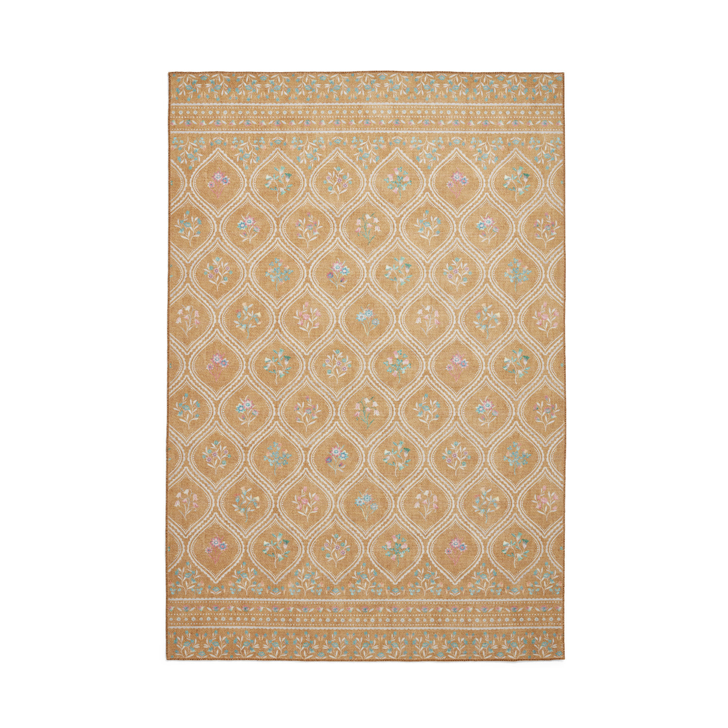 Catherine Lansfield Cameo Floral Yellow Rug
