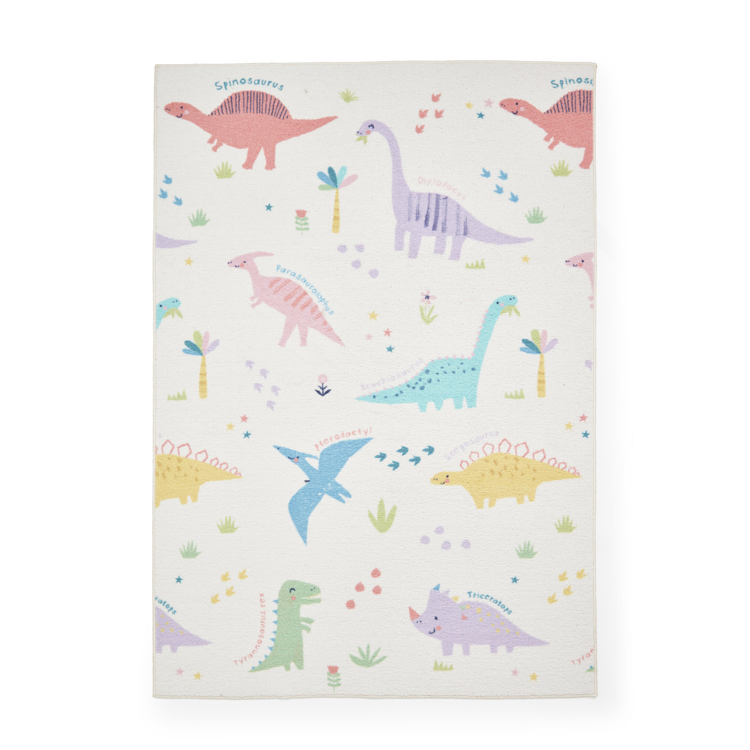 Catherine Lansfield Kids Dinosaur Friends Pink Blue Rug