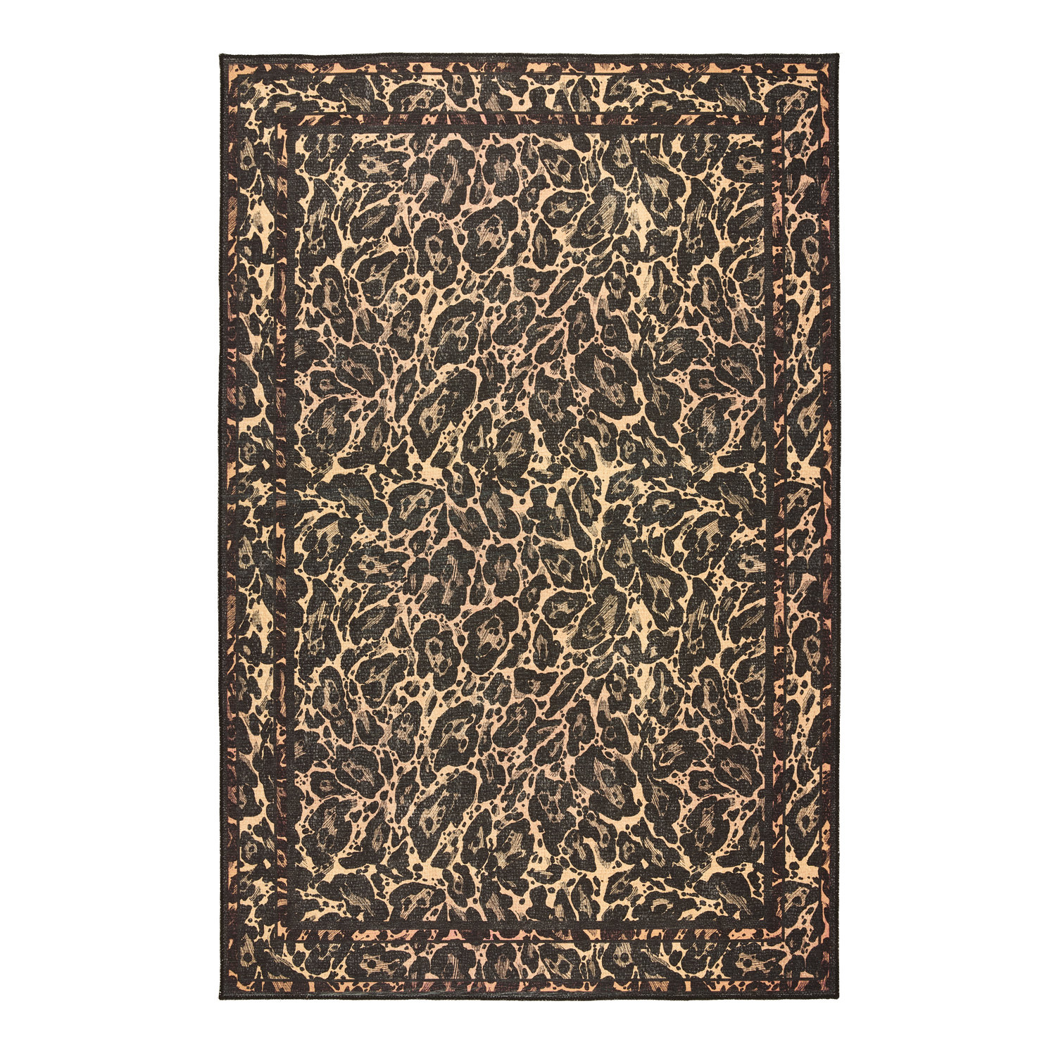 Laurence Llewelyn-Bowen Leopard Black Orange Rug
