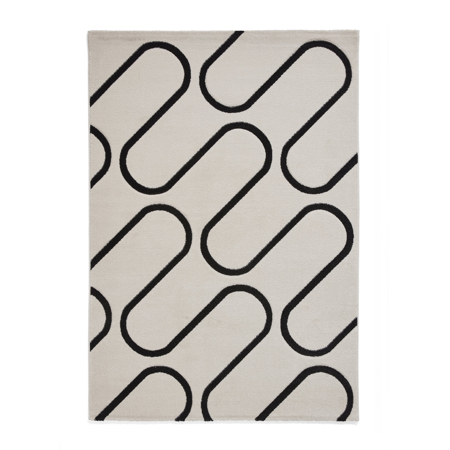 Catherine Lansfield Linear Curve White Black Rug