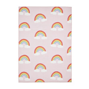 Catherine Lansfield Kids Rainbow Hearts Pink Rug