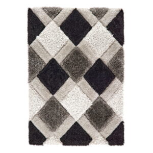 3D GEO Shaggy Grey Rug