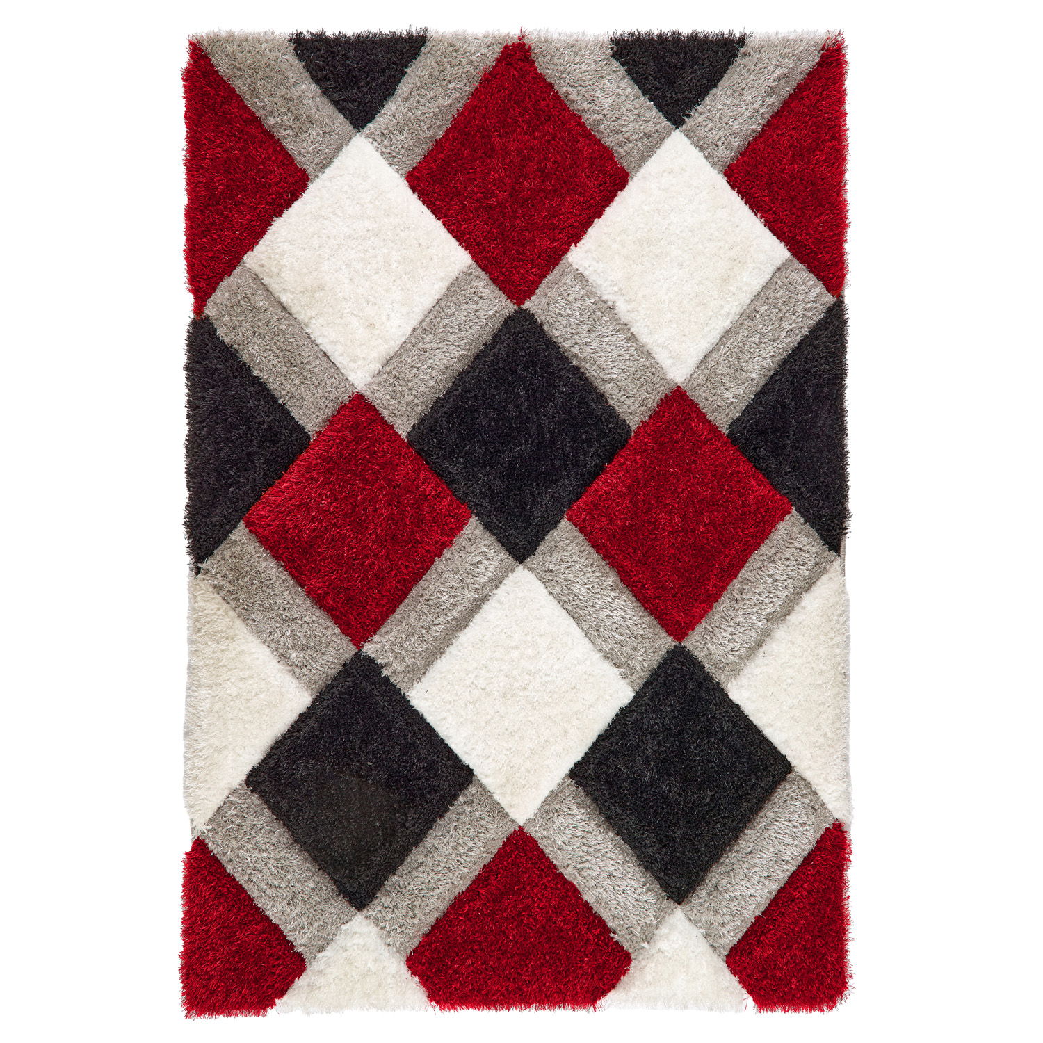 3D GEO Shaggy Red Rug