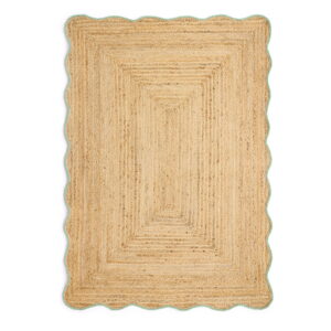 Jute Scalloped Edge Green Rug